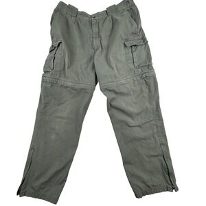 Vintage TravelSmith Convertible Cargo Pants Olive Green Zip Off Y2K Mens 38x32‎